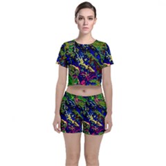 3d Colorful Texture 2                      Crop Top And Shorts Co-ord Set by LalyLauraFLM