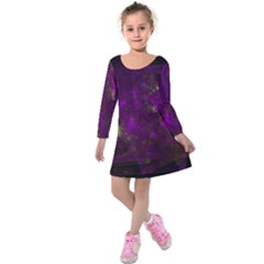 Apophysis Attractor Colours Digital Kids  Long Sleeve Velvet Dress by Wegoenart