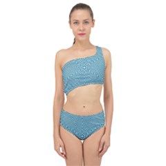 Lines Blue Repeating Textile Spliced Up Two Piece Swimsuit by Wegoenart