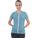 Lines Blue Repeating Textile Short Sleeve Zip Up Jacket View1