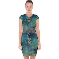 Dreamcatcher With Skull Capsleeve Drawstring Dress  by FantasyWorld7