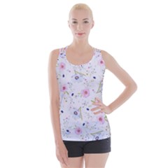 Pink Blue Flowers Pattern                       Criss Cross Back Tank Top by LalyLauraFLM