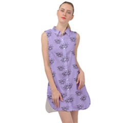 Zodiac Bat Lilac Sleeveless Shirt Dress by snowwhitegirl