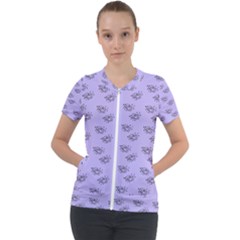 Zodiac Bat Lilac Short Sleeve Zip Up Jacket by snowwhitegirl