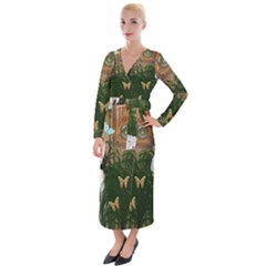 Vintage Llorona Collage Velvet Maxi Wrap Dress by snowwhitegirl