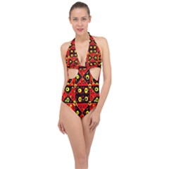 Abp1 Rby 1 Halter Front Plunge Swimsuit by ArtworkByPatrick