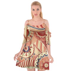 Pop Art Paisley Flowers Ornaments Multicolored 4 Cutout Spaghetti Strap Chiffon Dress by EDDArt