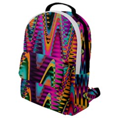 Multicolored Wave Distortion Zigzag Chevrons 2 Background Color Solid Black Flap Pocket Backpack (small) by EDDArt