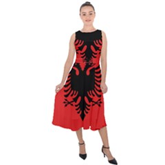 Albania Flag Midi Tie-back Chiffon Dress by FlagGallery