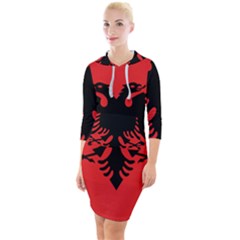 Albania Flag Quarter Sleeve Hood Bodycon Dress by FlagGallery