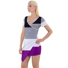 Asexual Pride Flag Lgbtq Short Sleeve Asymmetric Mini Dress by lgbtnation