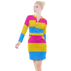 Pansexual Pride Flag Button Long Sleeve Dress by lgbtnation