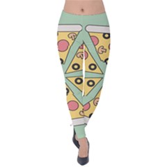 Pizza Slice Food Italian Velvet Leggings by Pakrebo
