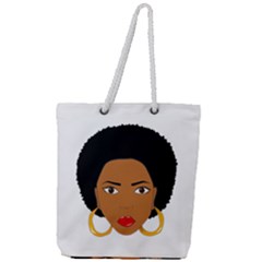 African American Woman With ?urly Hair Full Print Rope Handle Tote (large) by bumblebamboo