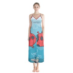 Dive Scuba Ocean Sea Water Fish Button Up Chiffon Maxi Dress by Pakrebo