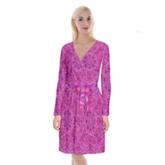 Flowering And Blooming To Bring Happiness Long Sleeve Velvet Front Wrap Dress by pepitasart