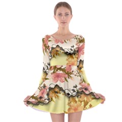 A Touch Of Vintage, Floral Design Long Sleeve Skater Dress by FantasyWorld7