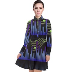 Speakers Music Sound Long Sleeve Chiffon Shirt Dress by HermanTelo