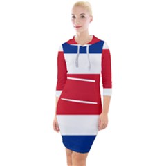 Costa Rica Flag Quarter Sleeve Hood Bodycon Dress by FlagGallery