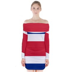 Costa Rica Flag Long Sleeve Off Shoulder Dress by FlagGallery