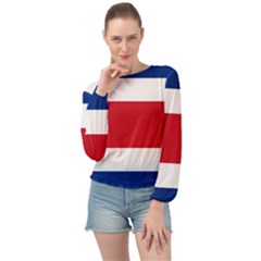 Costa Rica Flag Banded Bottom Chiffon Top by FlagGallery