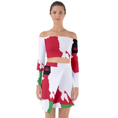 Malawi Flag Map Geography Outline Off Shoulder Top With Skirt Set by Sapixe