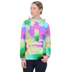 Watercolors Spots                              Women Hooded Front Pocket Windbreaker by LalyLauraFLM