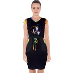 Rainbow Hair Capsleeve Drawstring Dress  by JadehawksAnD