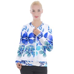 Watercolour Flowers Watercolor Casual Zip Up Jacket by Pakrebo