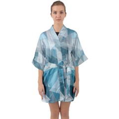 Triangle Blue Pattern Quarter Sleeve Kimono Robe by HermanTelo