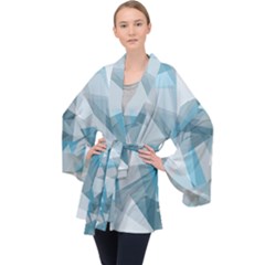 Triangle Blue Pattern Velvet Kimono Robe by HermanTelo