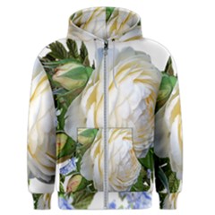 Rose White Flower Plumbago Men s Zipper Hoodie by Pakrebo