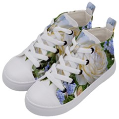 Rose White Flower Plumbago Kids  Mid-top Canvas Sneakers by Pakrebo