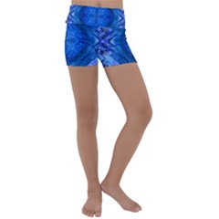 Boho Bohemian Hippie Tie Dye Cobalt Kids  Lightweight Velour Yoga Shorts by CrypticFragmentsDesign