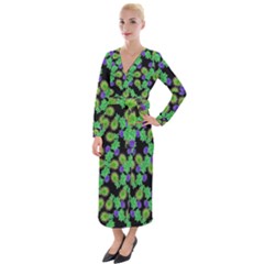 Flowers Pattern Background Velvet Maxi Wrap Dress by HermanTelo