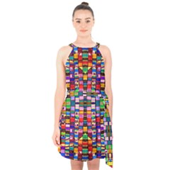 J 5 Halter Collar Waist Tie Chiffon Dress by ArtworkByPatrick