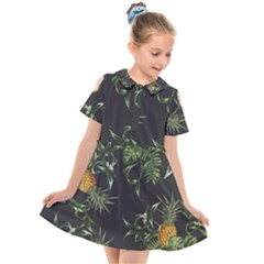 Pineapples Pattern Kids  Short Sleeve Shirt Dress by Sobalvarro