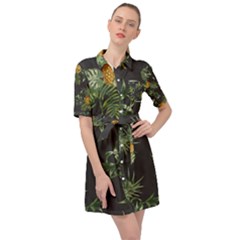 Pineapples Pattern Belted Shirt Dress by Sobalvarro