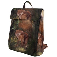 Awesome Wolf In The Darkness Of The Night Flap Top Backpack by FantasyWorld7