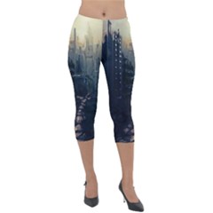 Apocalypse Post Apocalyptic Lightweight Velour Capri Leggings  by Sudhe