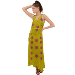 Bloom On In  The Sunshine Decorative V-neck Chiffon Maxi Dress by pepitasart