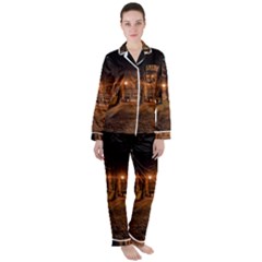 City Night Dark Architecture Lamps Satin Long Sleeve Pyjamas Set by Sudhe