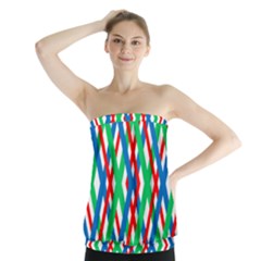 Geometric Line Rainbow Strapless Top by HermanTelo