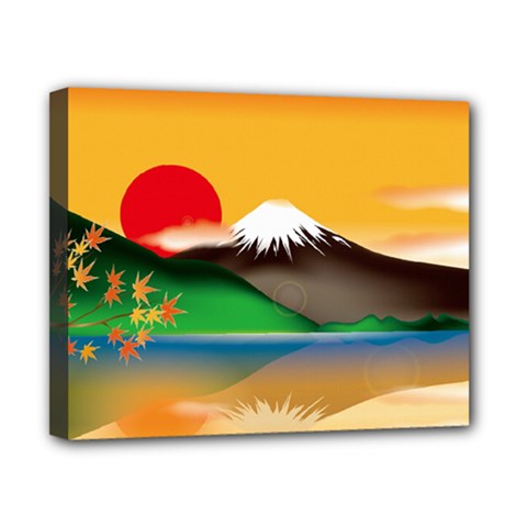 Mount Fuji Japan Lake Sun Sunset Canvas 10  X 8  (stretched) by Simbadda