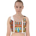 City Buildings Brick Architecture Velvet Racer Back Crop Top View1