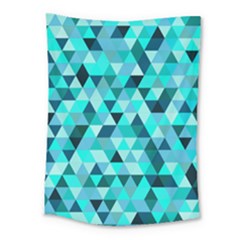 Teal Triangles Pattern Medium Tapestry by LoolyElzayat