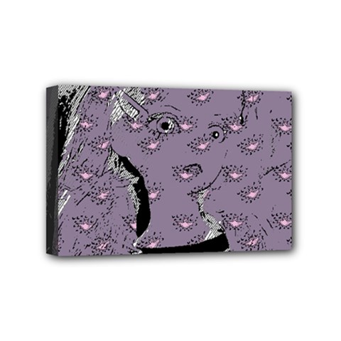 Wide Eyed Girl Grey Lilac Mini Canvas 6  X 4  (stretched) by snowwhitegirl