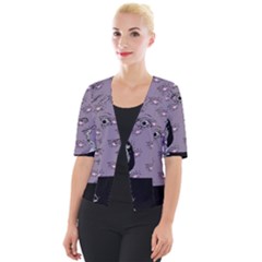 Wide Eyed Girl Grey Lilac Cropped Button Cardigan by snowwhitegirl