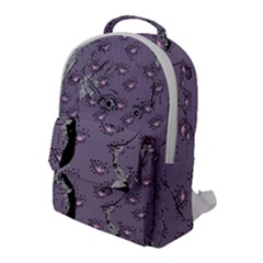 Wide Eyed Girl Grey Lilac Flap Pocket Backpack (large) by snowwhitegirl