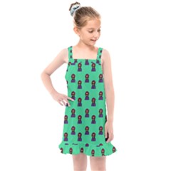 Nerdy 60s  Girl Pattern Seafoam Green Kids  Overall Dress by snowwhitegirl